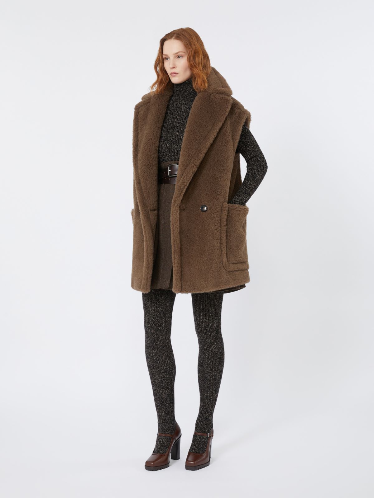 Wool and alpaca Teddy gilet - BROWN - Max Mara