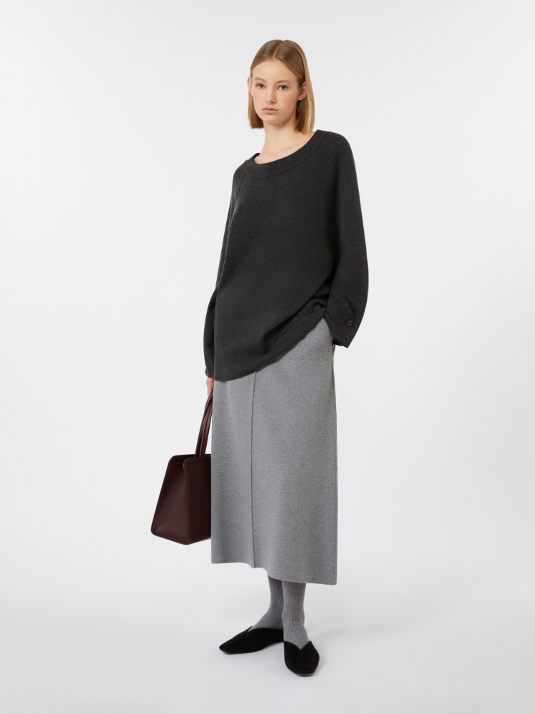 [ヴォルティチェ] ビスコース ウール ヤーン ニット スカート - LIGHT GREY - Max Mara