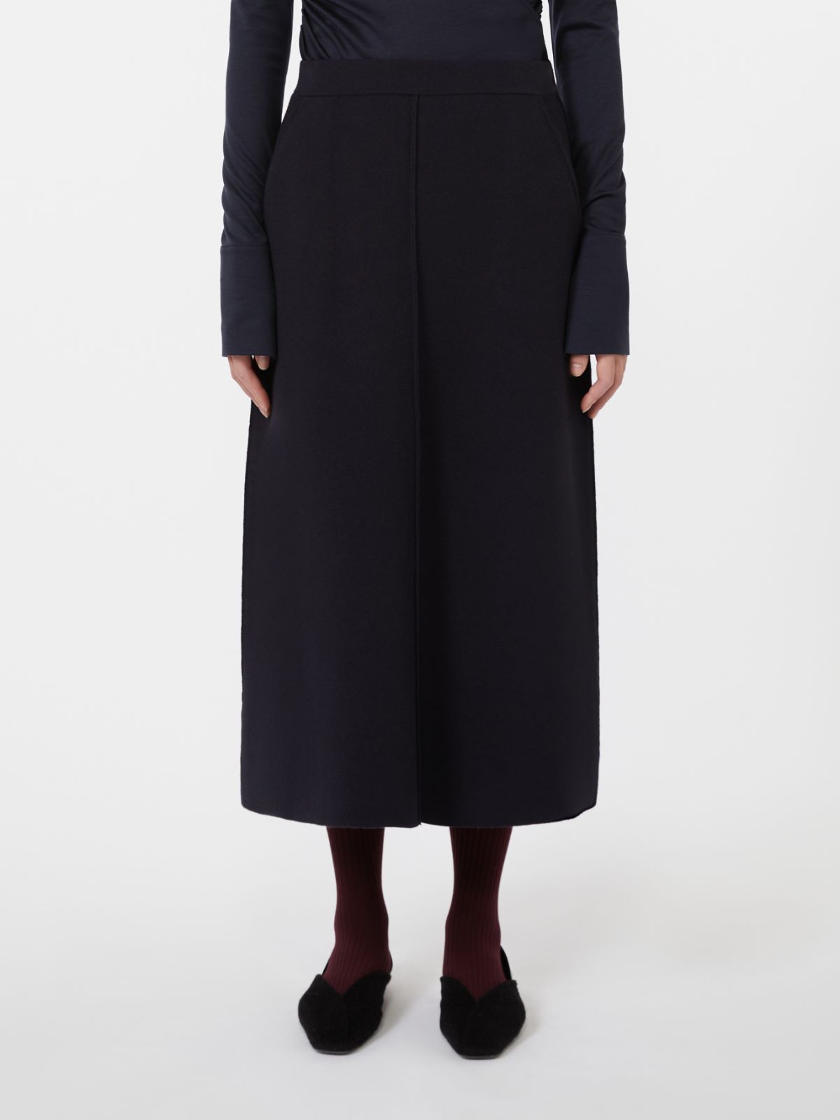 Viscose and wool yarn skirt - NAVY - Max Mara - 2