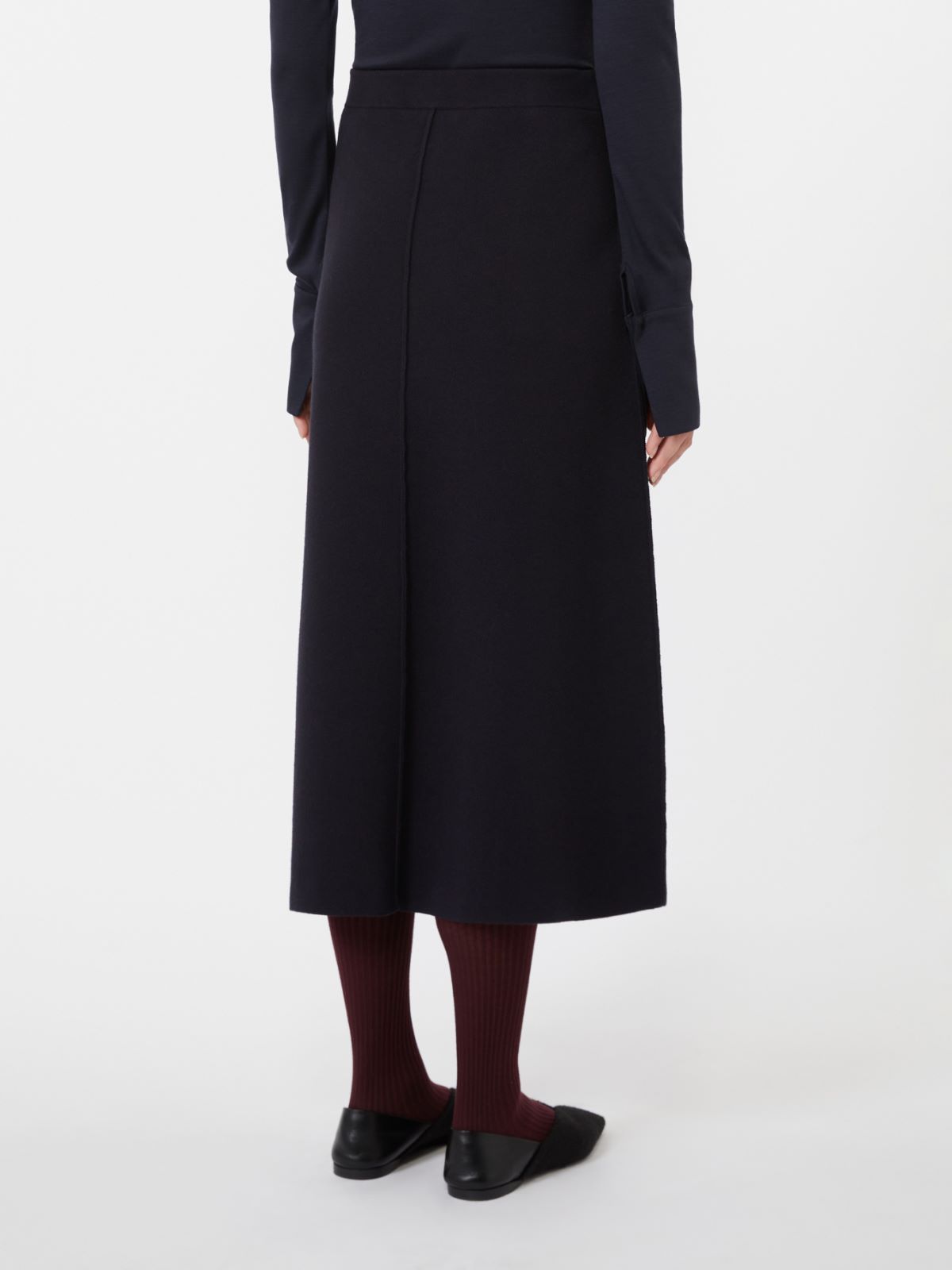 Viscose and wool yarn skirt - NAVY - Max Mara - 3