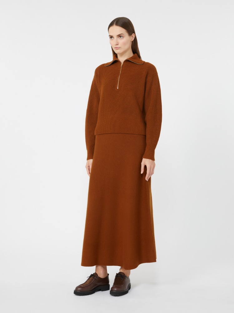 Wool and cashmere flared skirt - BROWN BRONZE - Max Mara