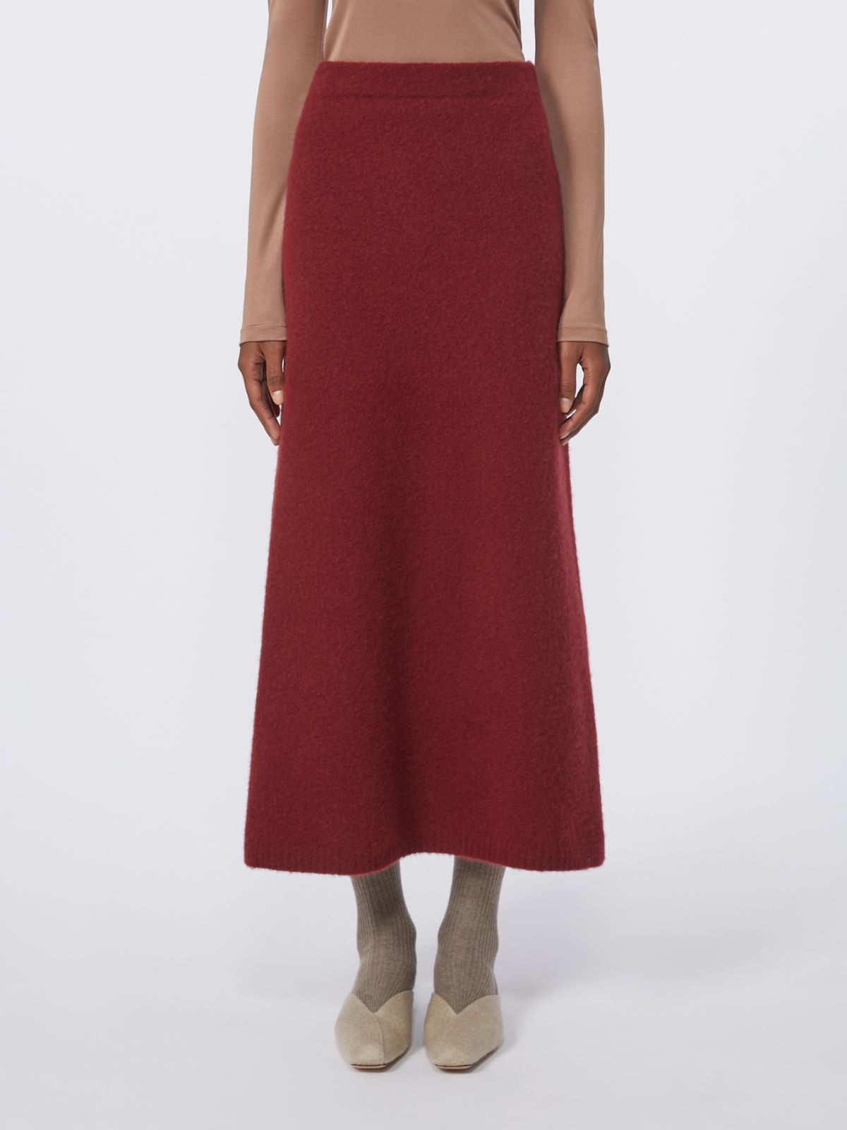 Stretch cashmere yarn skirt - RASPBERRY - Max Mara - 2