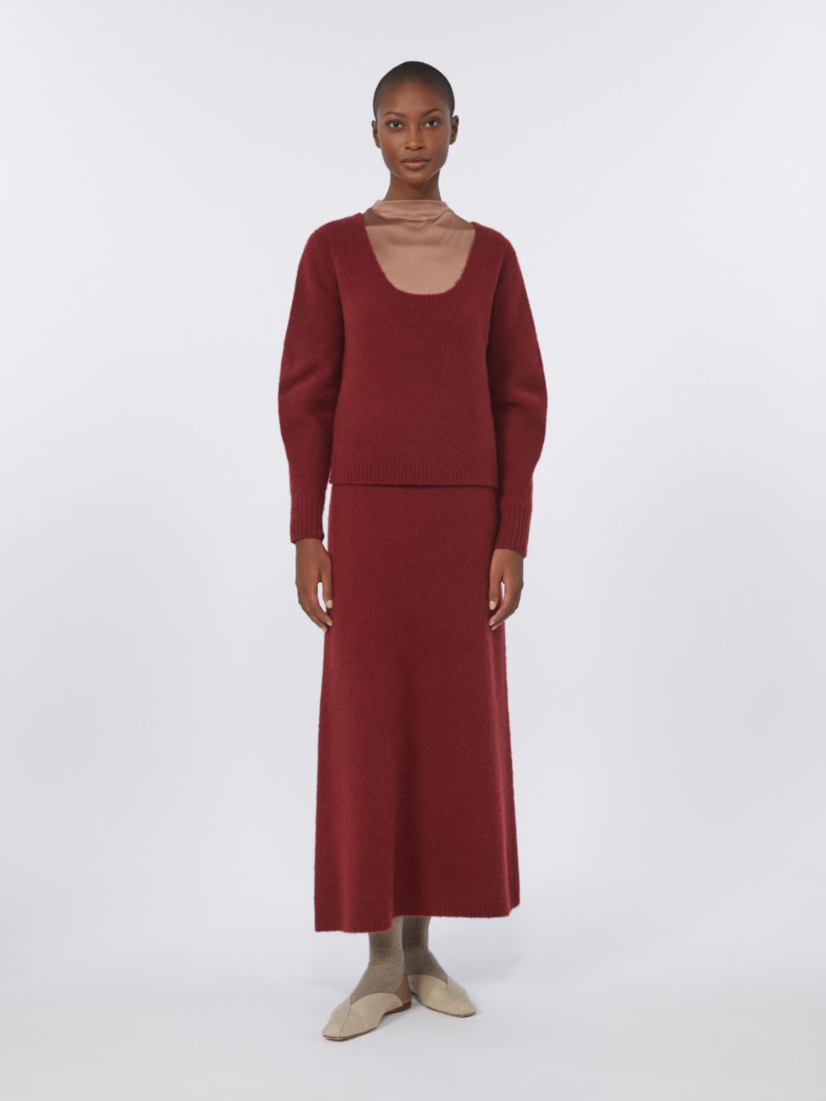 Stretch cashmere yarn skirt - RASPBERRY - Max Mara