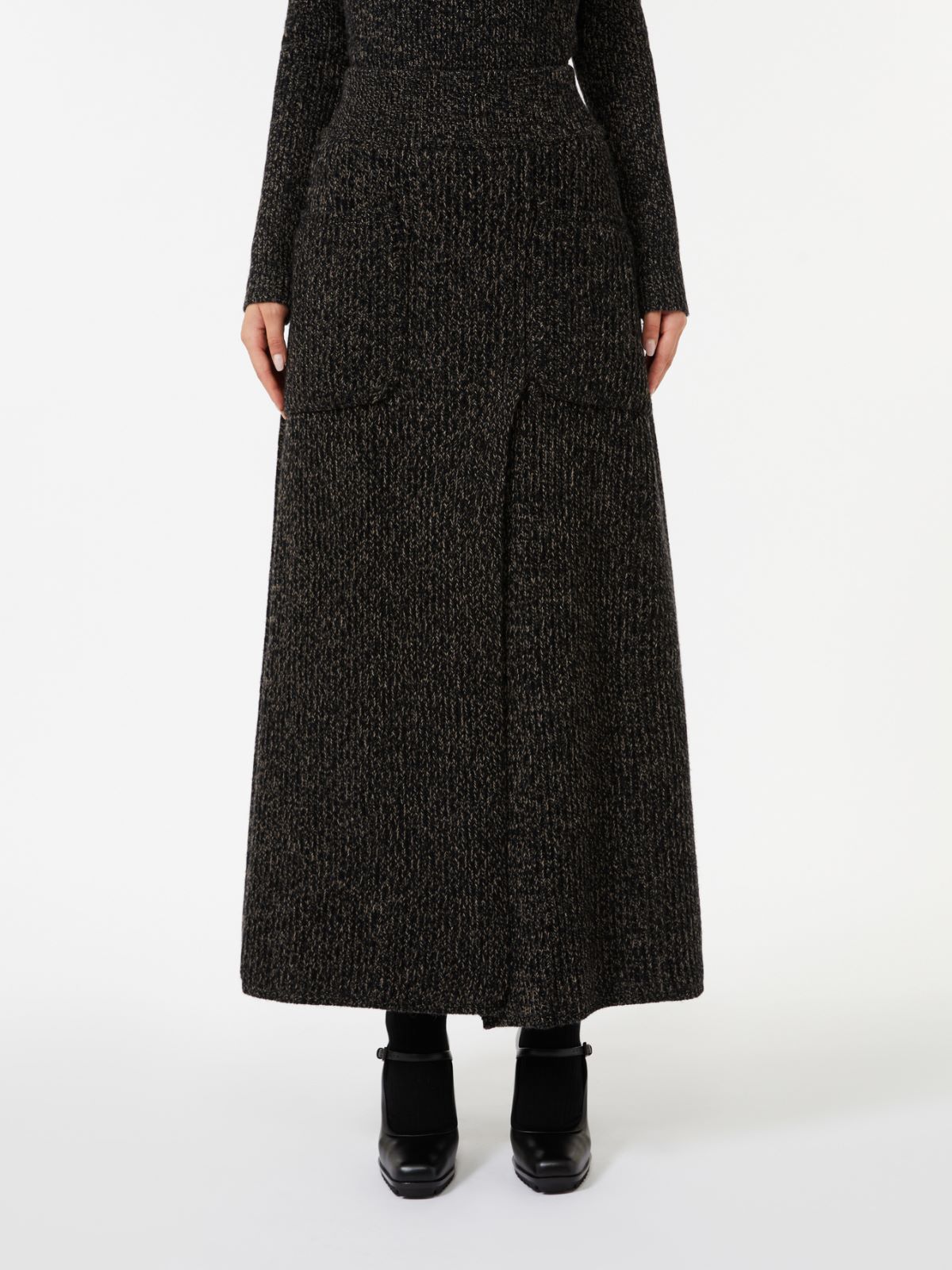 Jupe évasée en laine et cachemire à côtes - POIL DE CHAMEAU - Max Mara - 2