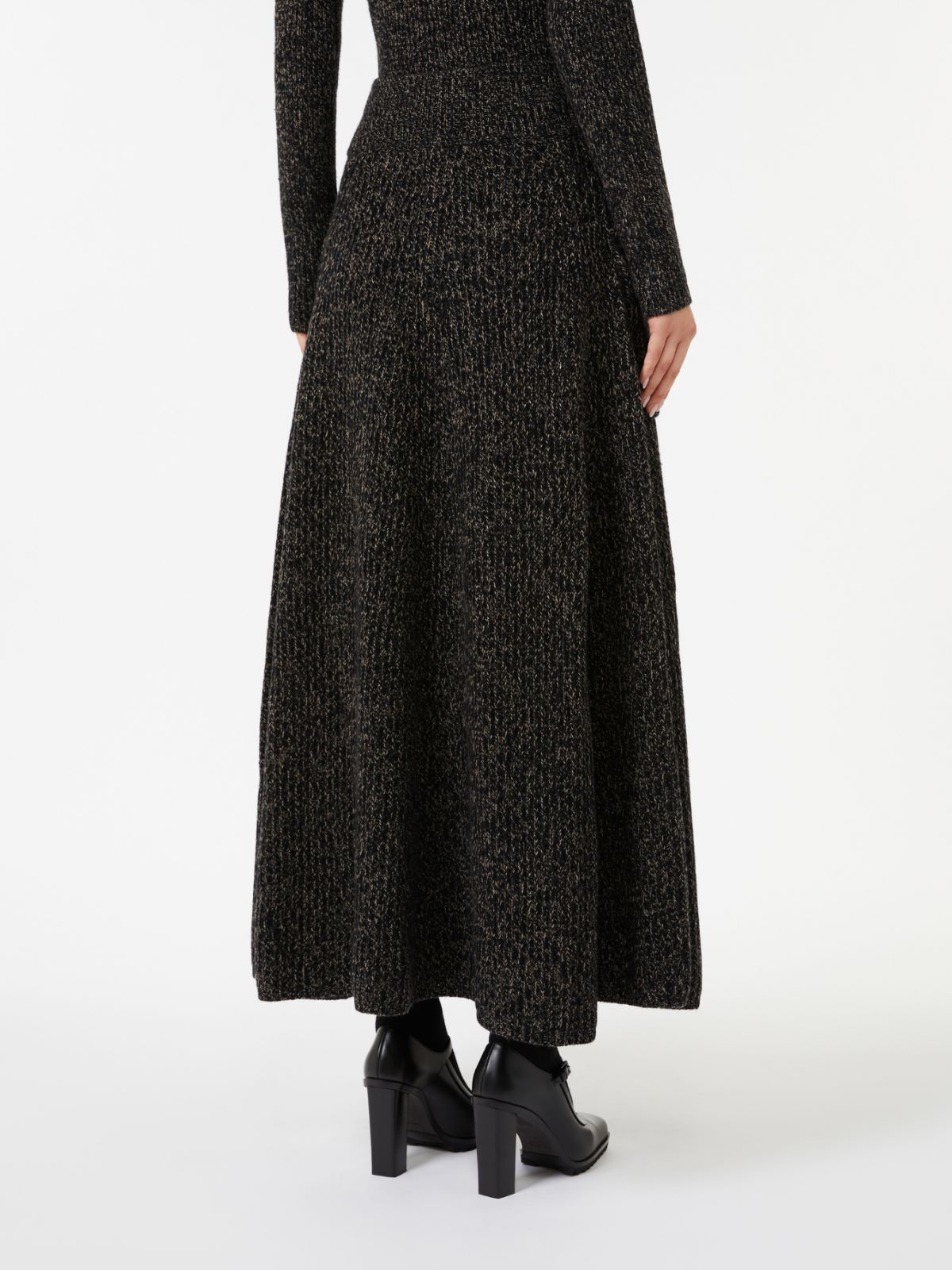 Jupe évasée en laine et cachemire à côtes - POIL DE CHAMEAU - Max Mara - 3