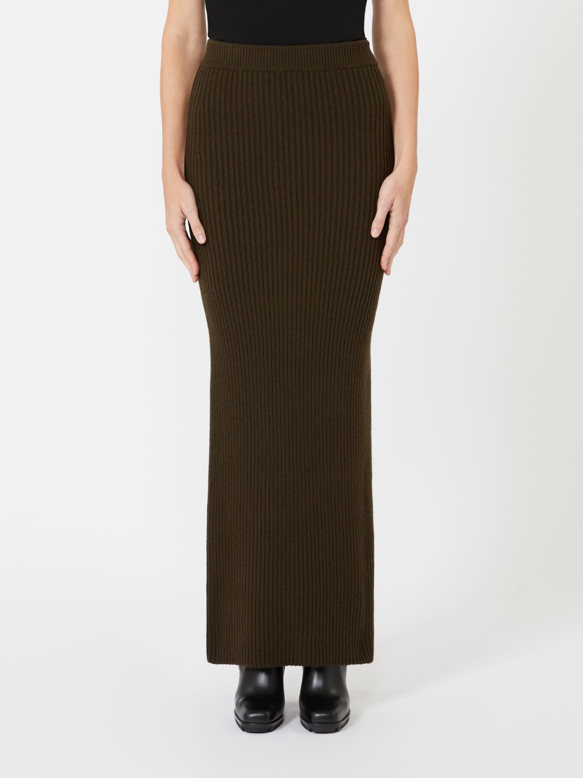 Wool and cashmere pencil skirt - MOSS GREEN - Max Mara - 2