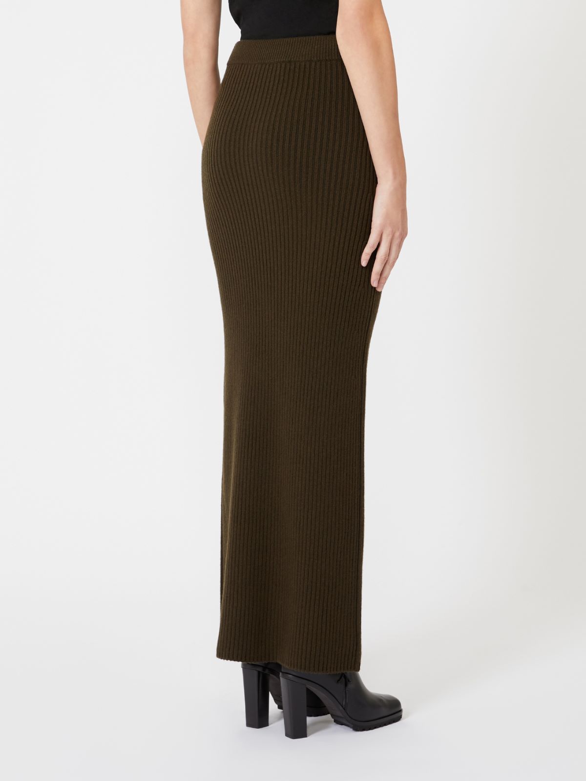 Wool and cashmere pencil skirt - MOSS GREEN - Max Mara - 3