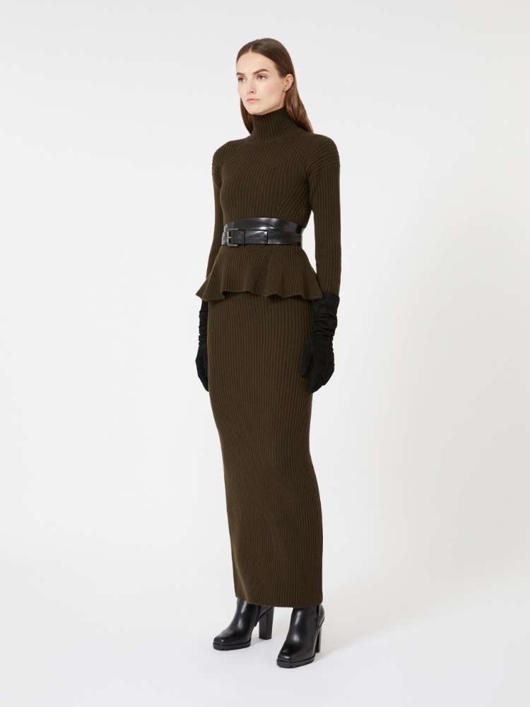 Wool and cashmere pencil skirt - MOSS GREEN - Max Mara