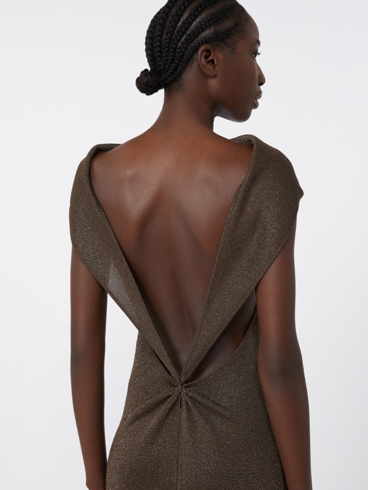 Viscose and lurex yarn dress, brown | 