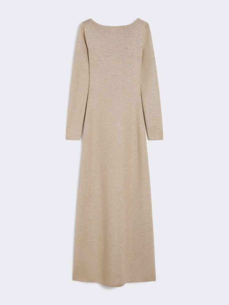Viscose and lurex slim-fit dress, beige | 