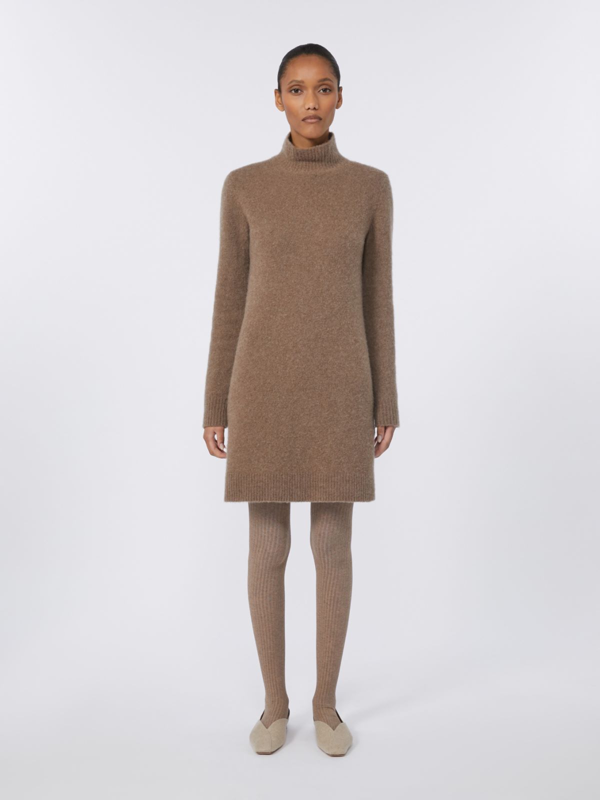 Dzianinowa sukienka z kaszmiru ze streczem - BEŻOWY GOŁĘBI - Max Mara - 2