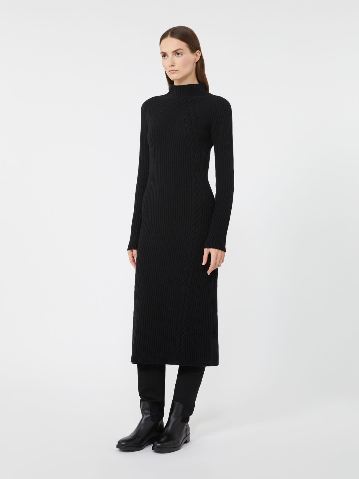 Wool and cashmere slim-fit dress + BLACK - Max Mara