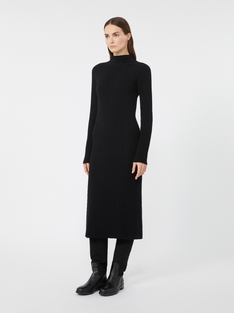Wool and cashmere slim-fit dress - BLACK - Max Mara