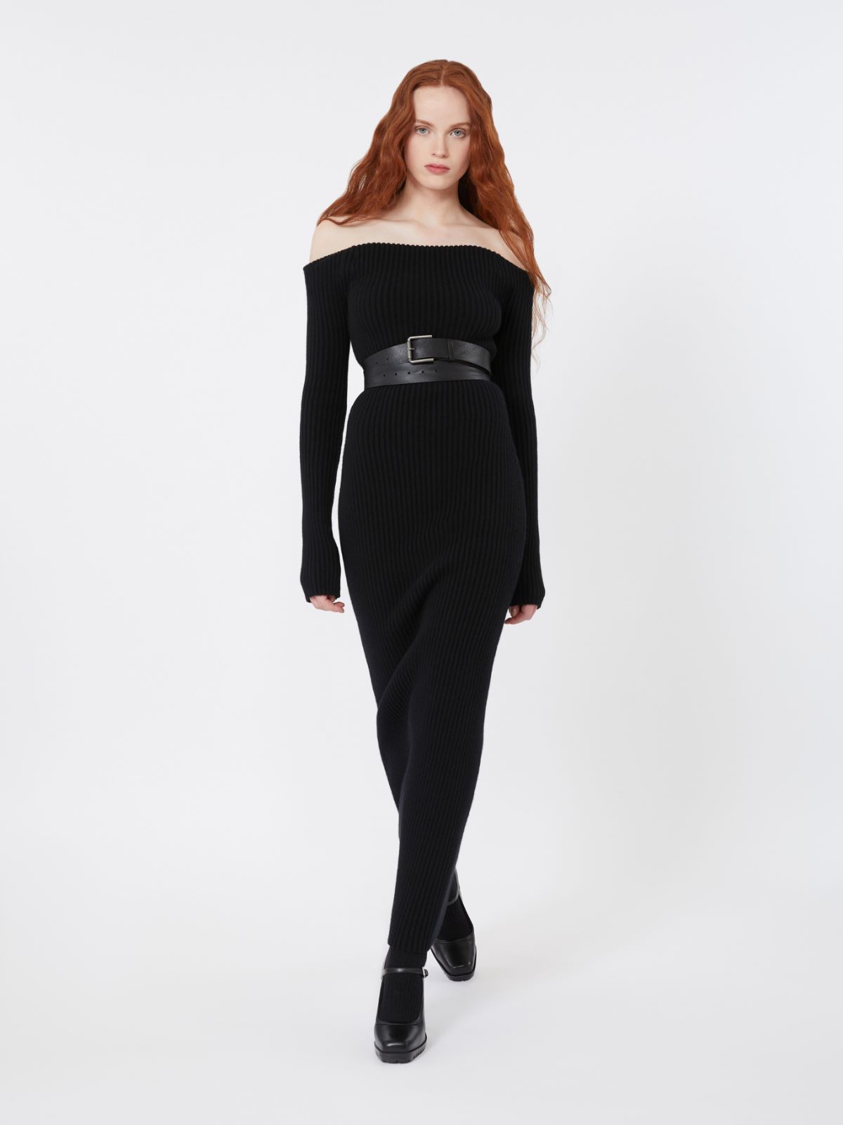 Sukienka ołówkowa z wełny i kaszmiru - CZARNY - Max Mara - 9