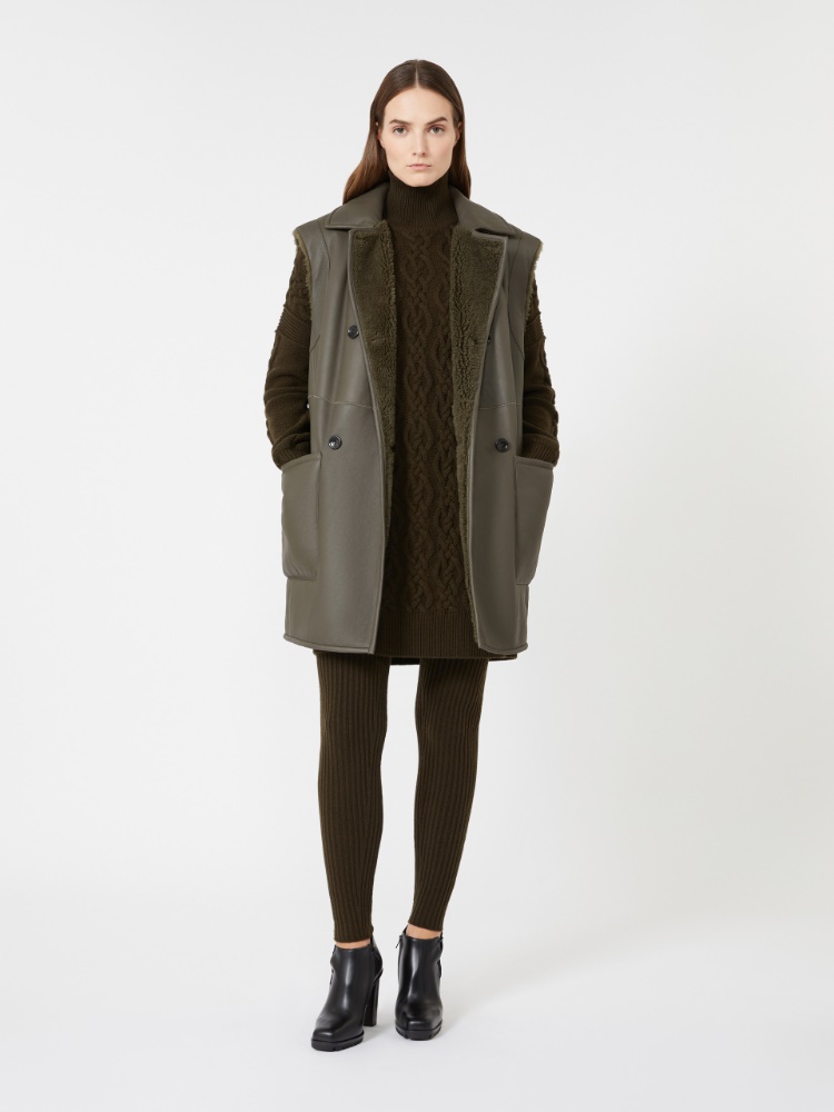 Wool and cashmere cable-knit dress - MOSS GREEN - Max Mara