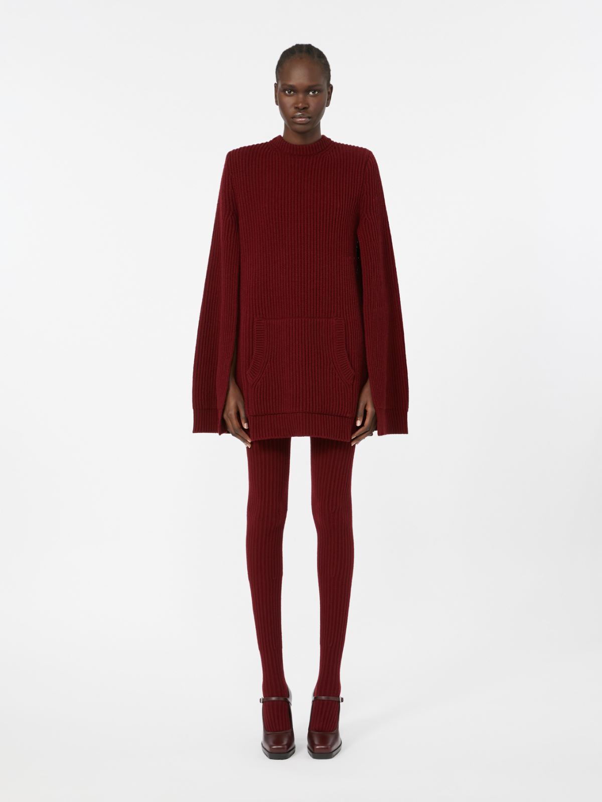Wool and cashmere cape dress - RASPBERRY - Max Mara - 2