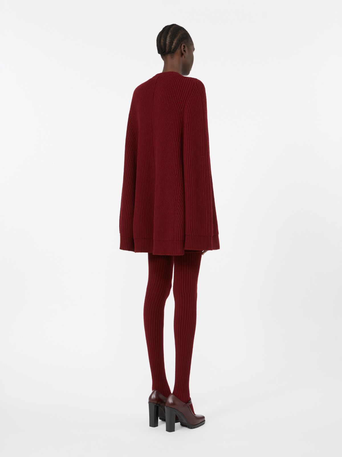 Wool and cashmere cape dress - RASPBERRY - Max Mara - 3