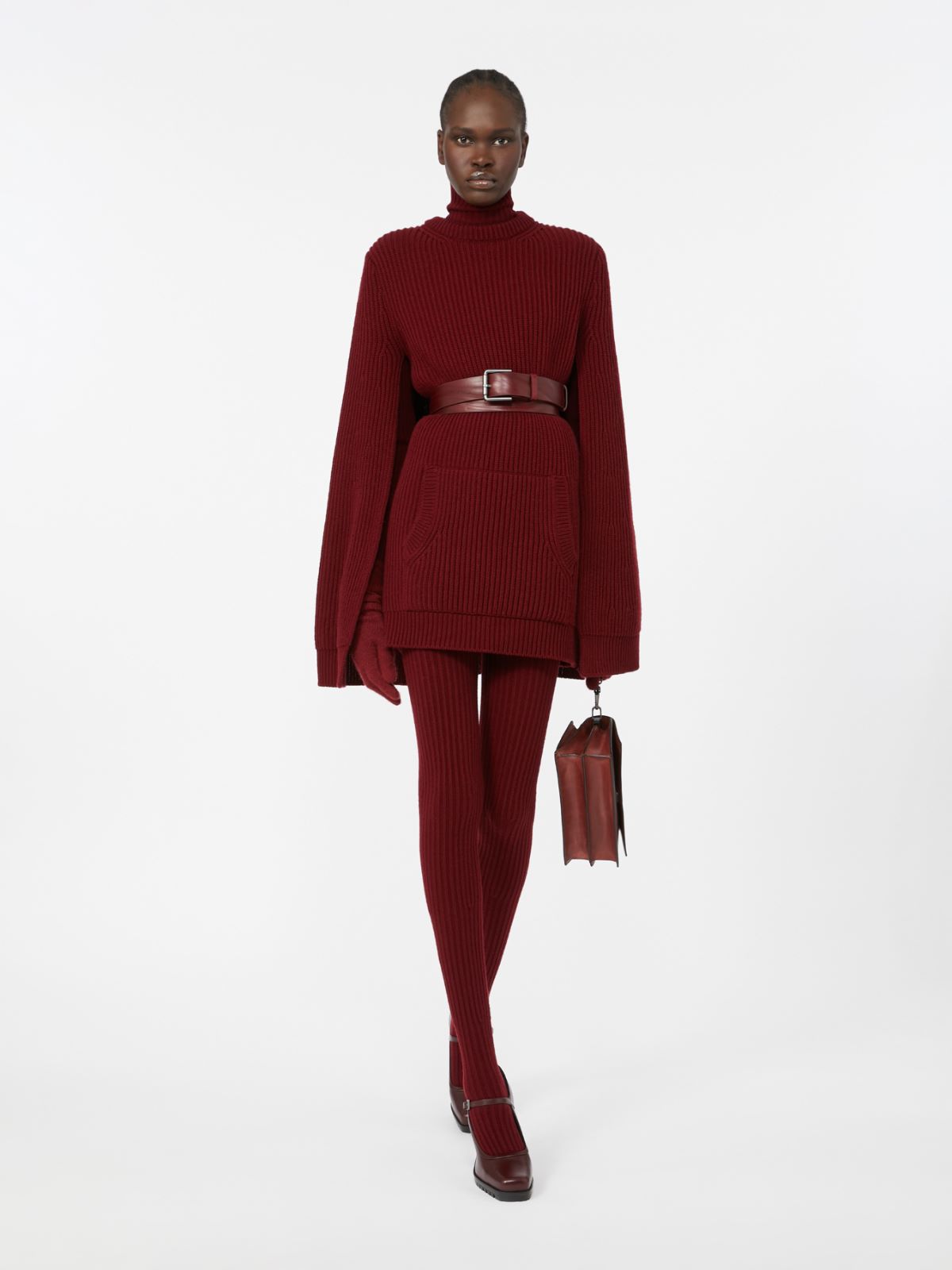 Wool and cashmere cape dress - RASPBERRY - Max Mara - 11