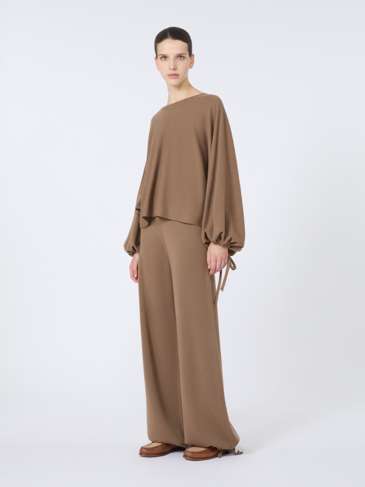 Wool yarn trousers - HAZELNUT BROWN - Max Mara