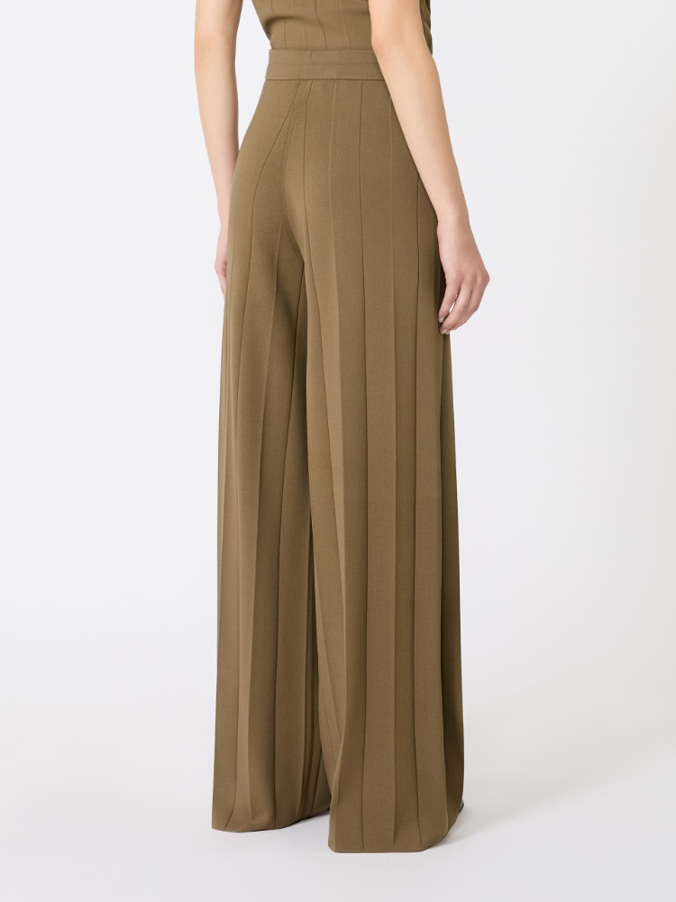 直営♪Max Mara ビスコース クレープ ニット パンツ LAMA ラーマ] ビスコース クレープ ニット パンツ, hazelnut brown