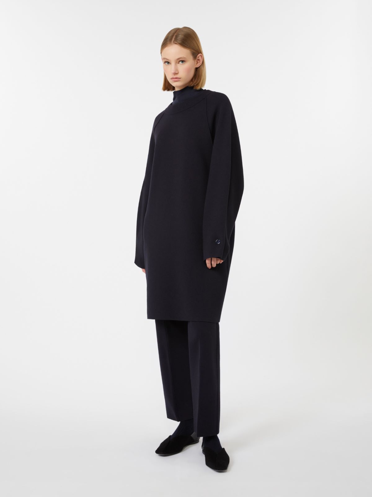 Viscose and wool trousers - NAVY - Max Mara