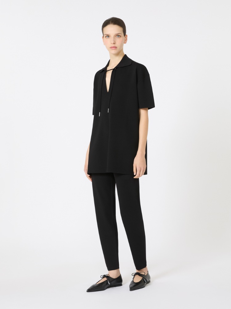 Spodnie z krepy wiskozowej - CZARNY - Max Mara - 2
