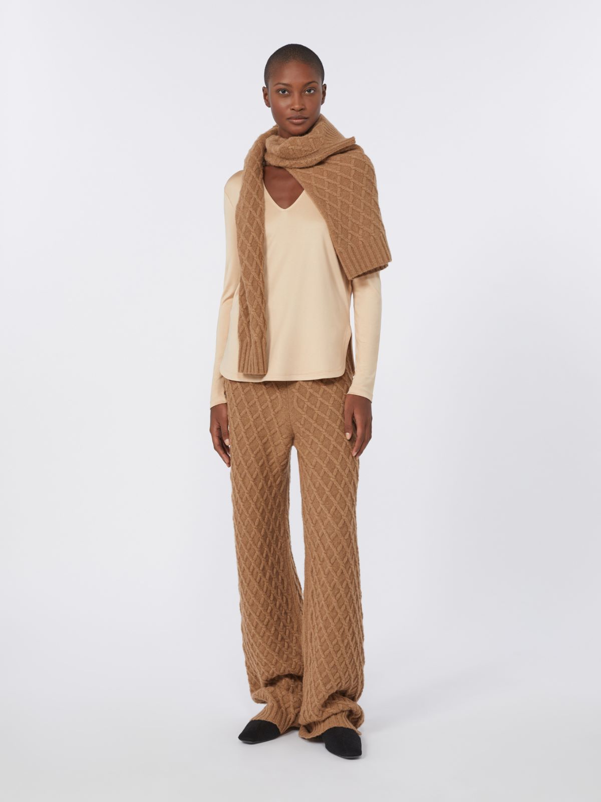 Long, camel-yarn trousers - CAMEL - Max Mara