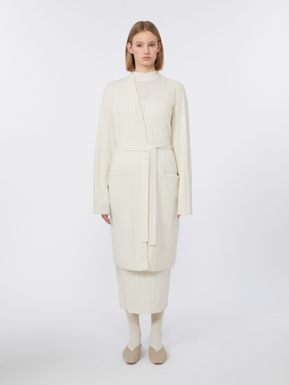 Langer Cardigan aus Kaschmirgewebe - WEISS - Max Mara - 2