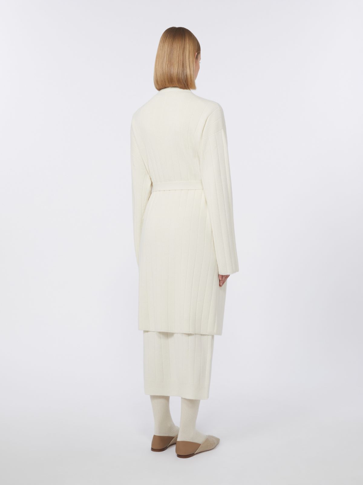 Langer Cardigan aus Kaschmirgewebe - WEISS - Max Mara - 3
