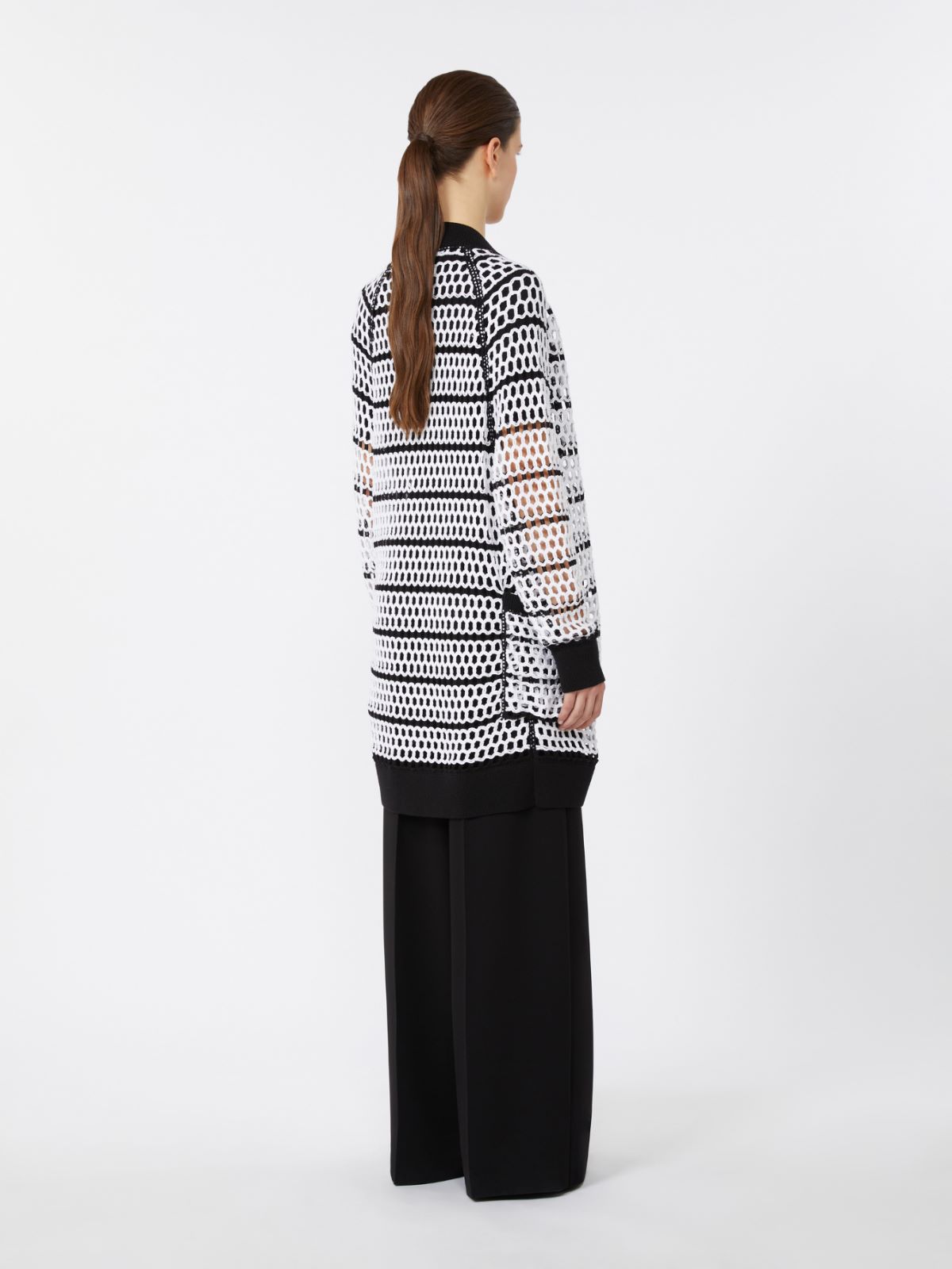 Cotton yarn cardigan - WHITE BLACK - Max Mara - 3