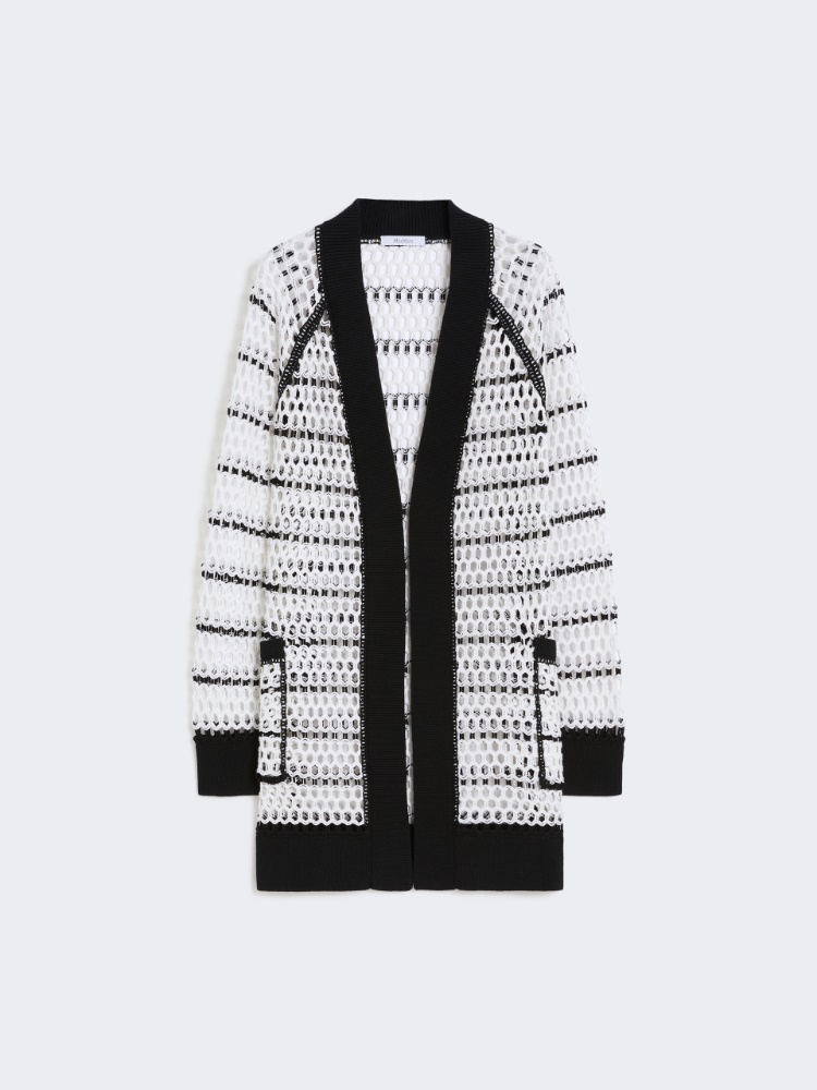 Cotton yarn cardigan - WHITE BLACK - Max Mara