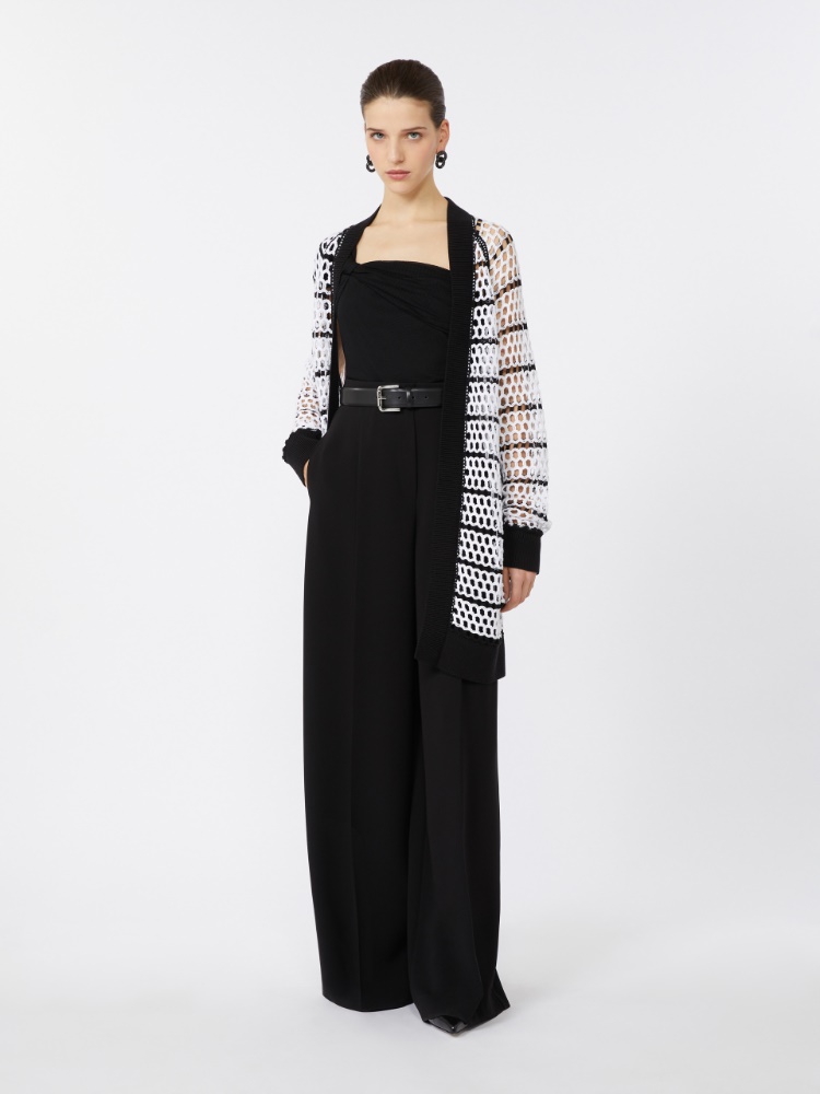 Cotton yarn cardigan - WHITE BLACK - Max Mara