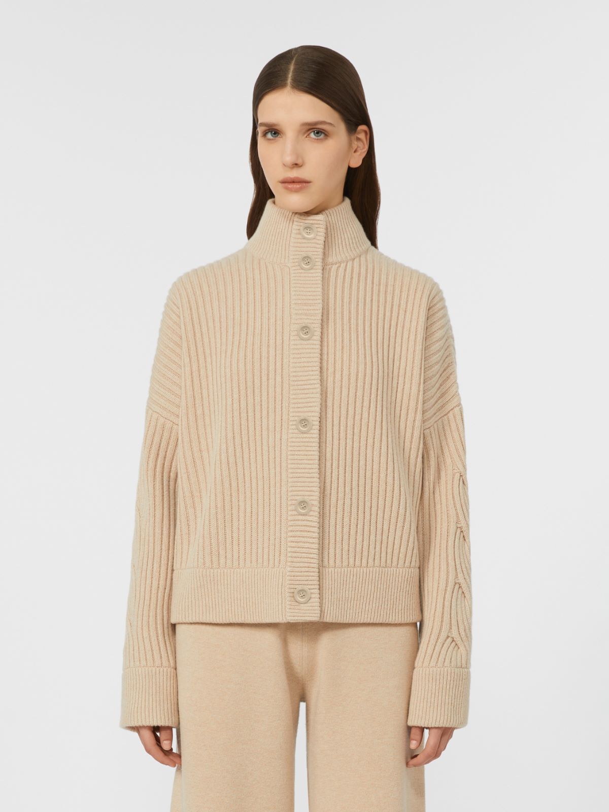 Wool and cashmere ribbed cardigan - BEIGE - Max Mara - 2