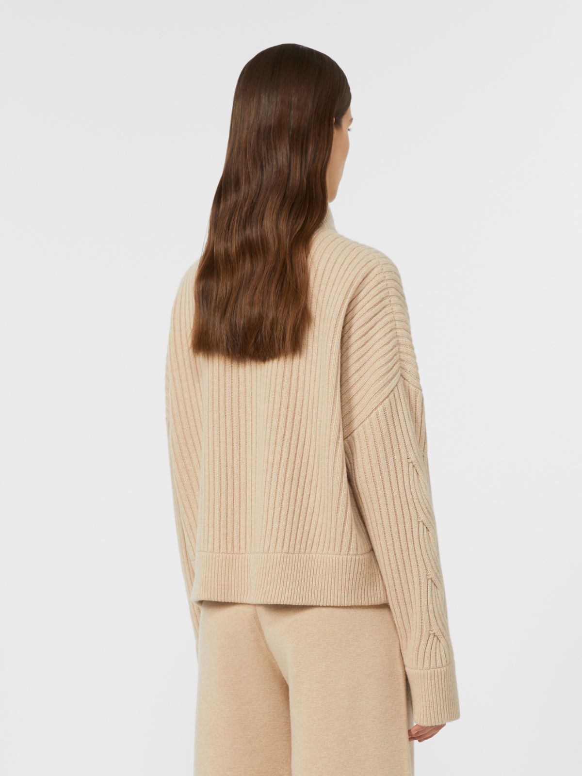 Wool and cashmere ribbed cardigan - BEIGE - Max Mara - 3