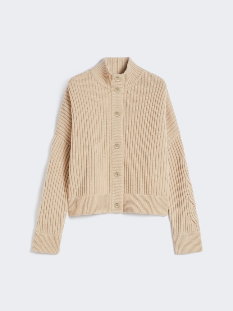 Wool and cashmere ribbed cardigan - BEIGE - Max Mara
