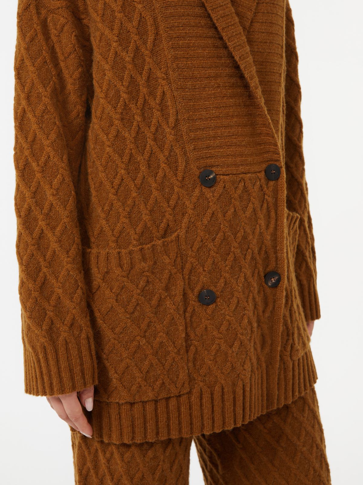 Double-breasted camel-yarn cardigan - TERRA COTTA - Max Mara - 4