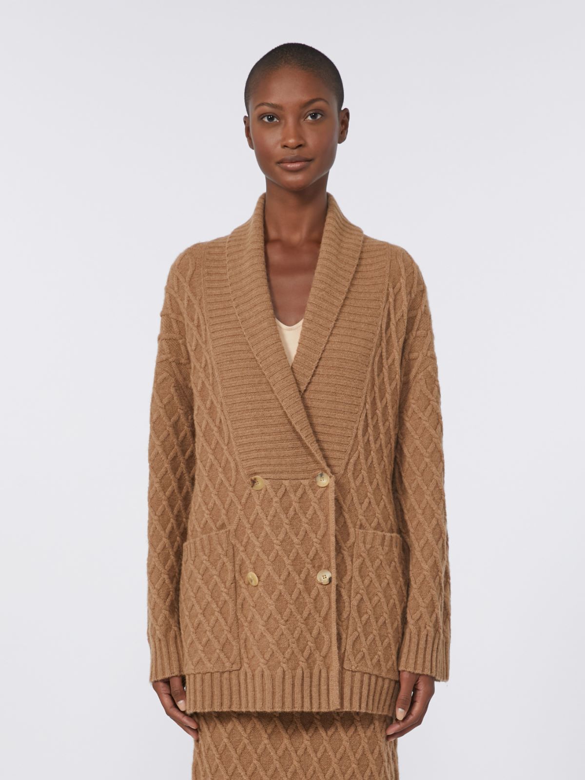 Double-breasted camel-yarn cardigan - CAMEL - Max Mara - 2