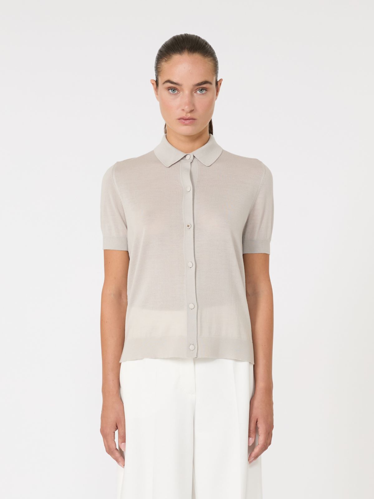 Slim-fit fine wool cardigan - BEIGE - Max Mara - 2