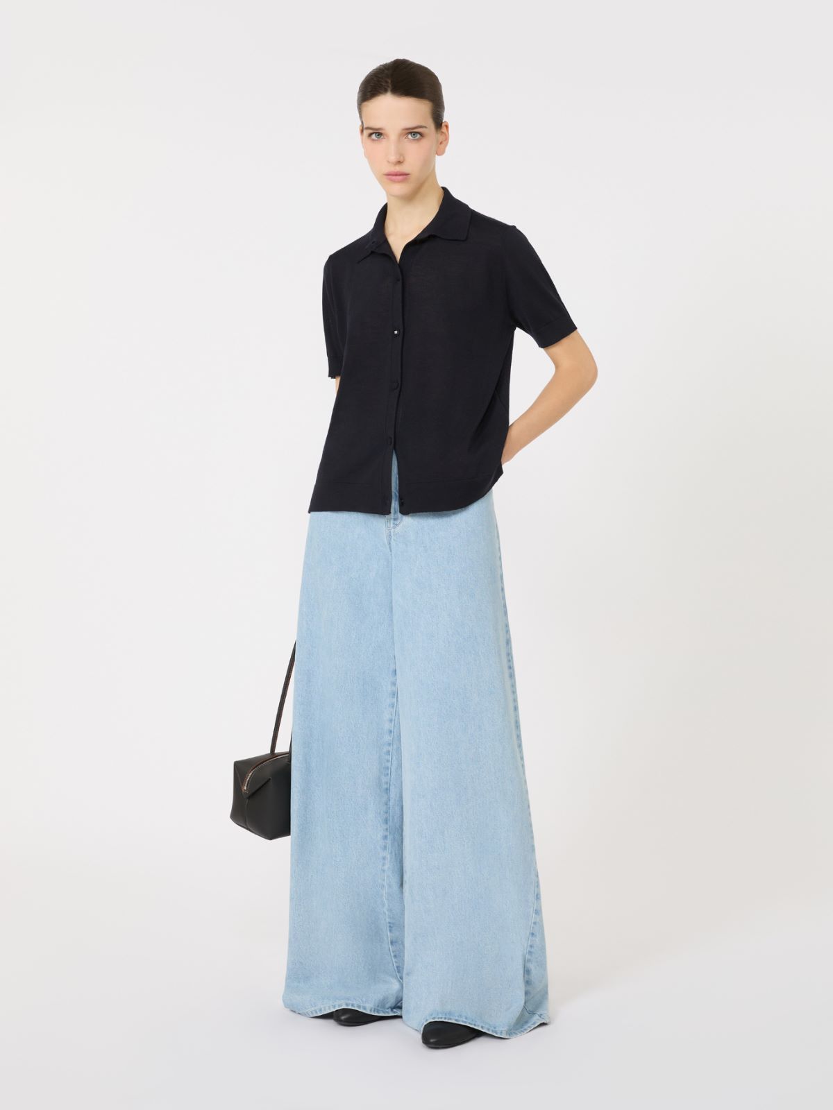 Slim-fit fine wool cardigan - NAVY - Max Mara