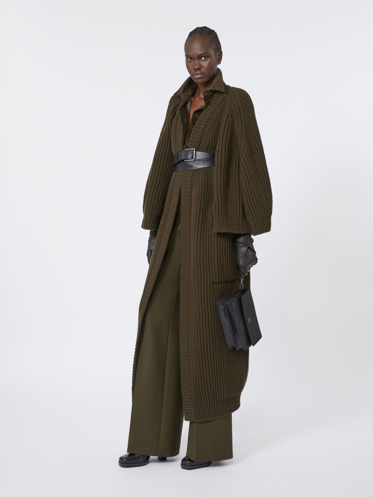 Cardigan forme peignoir en laine et cachemire - VERT MOUSSE - Max Mara