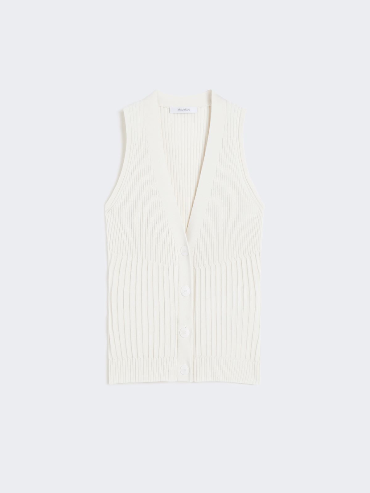 Cotton yarn and viscose crepe gilet - IVORY - Max Mara - 8