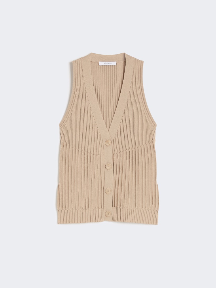 Cotton yarn and viscose crepe gilet - SAND - Max Mara