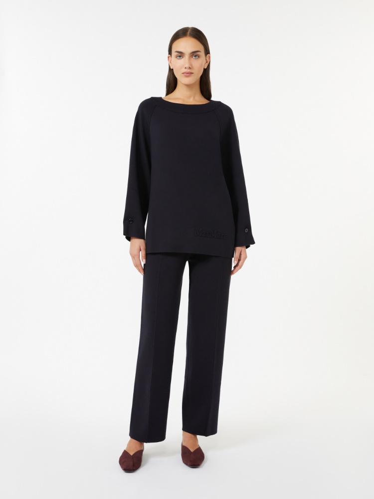 Oversized jumper in wool and viscose yarn - NAVY - Max Mara