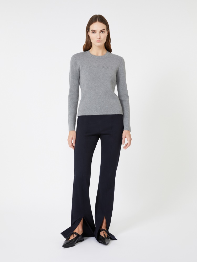 [ティチーノ] ビスコース ウール ロゴ ニット - LIGHT GREY - Max Mara