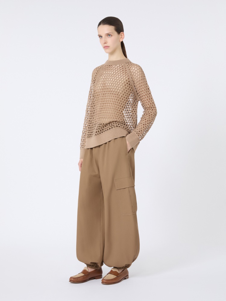 Mesh-knit cotton sweater - HAZELNUT BROWN - Max Mara