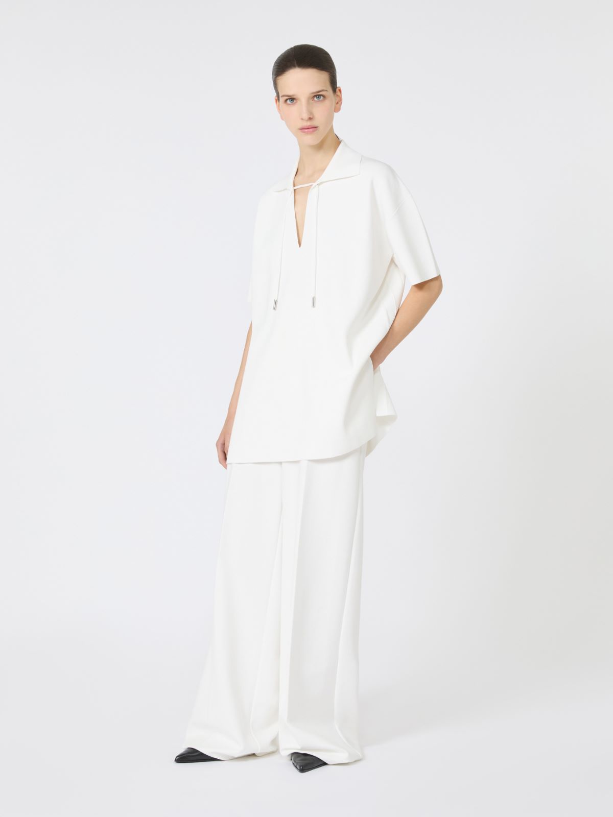 Viscose crêpe yarn blouse - WHITE - Max Mara