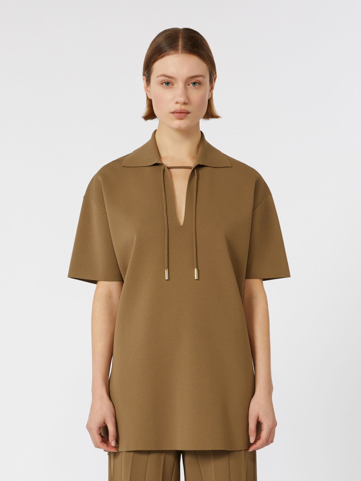 Viscose crêpe yarn blouse - HAZELNUT BROWN - Max Mara - 2