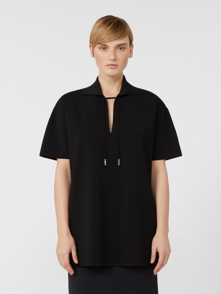 Tシャツ・カットソー MAX MARA Poltava viscose blend sweater Nero Viscose crêpe yarn blouse, black | 