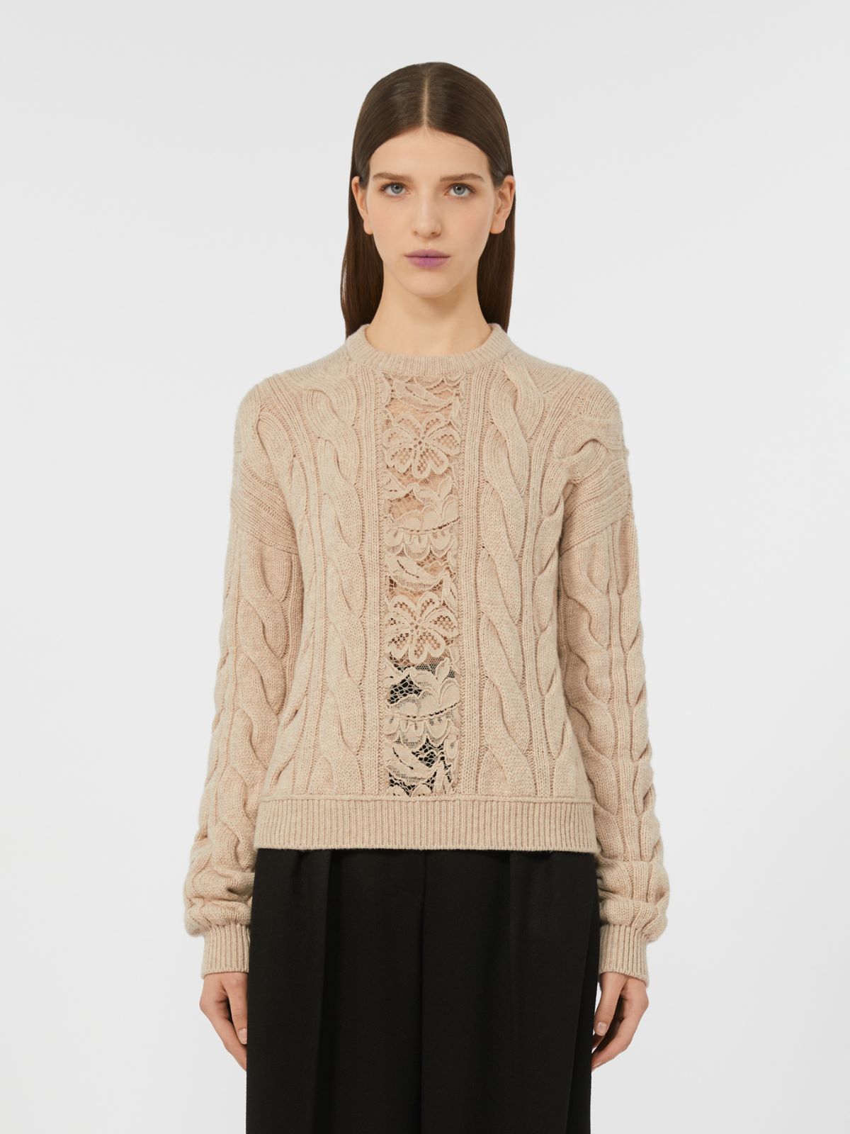 Wool and cashmere jumper with lace - SAND - Max Mara - 2