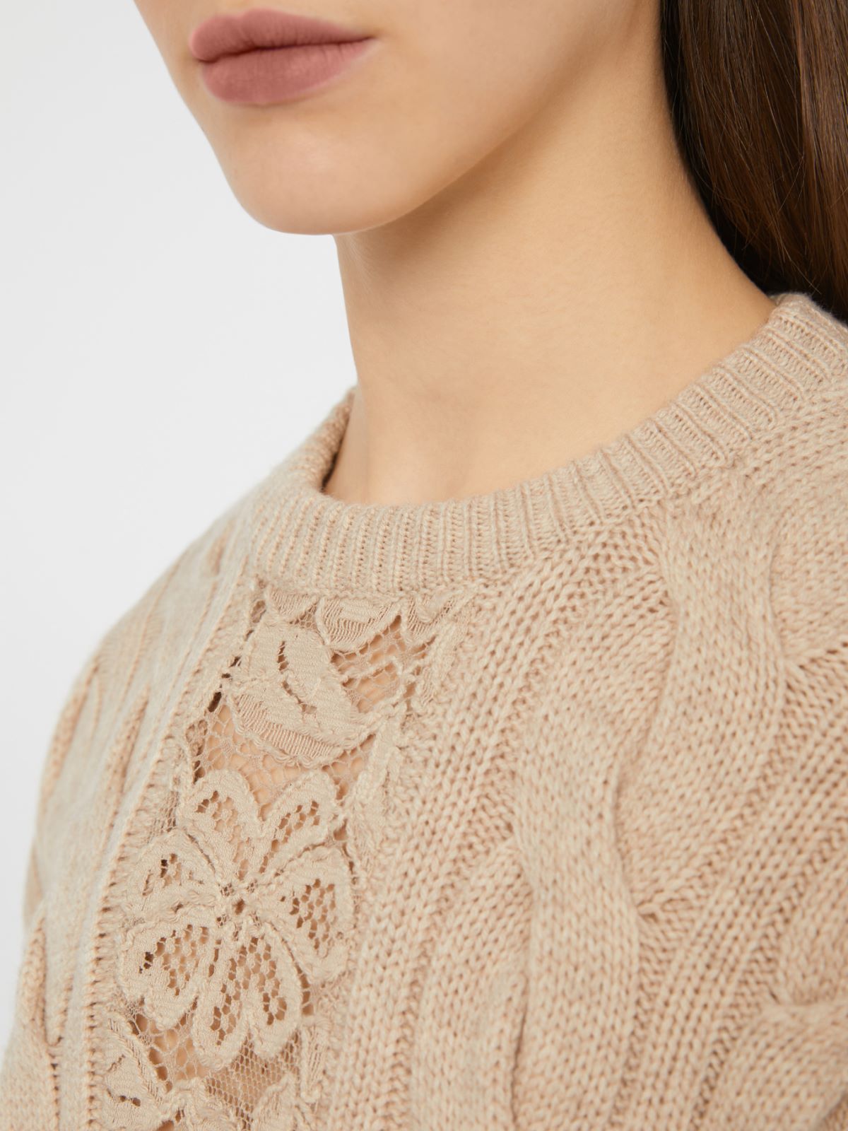 Wool and cashmere jumper with lace - SAND - Max Mara - 4